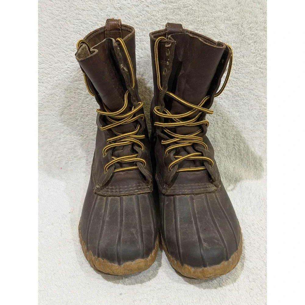 LL Bean Maine Hunting Shoe VTG Duck Boots Mens 9 M Brown Leather Rubber USA